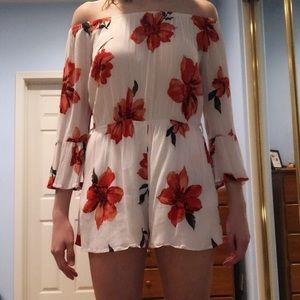 Floral white romper